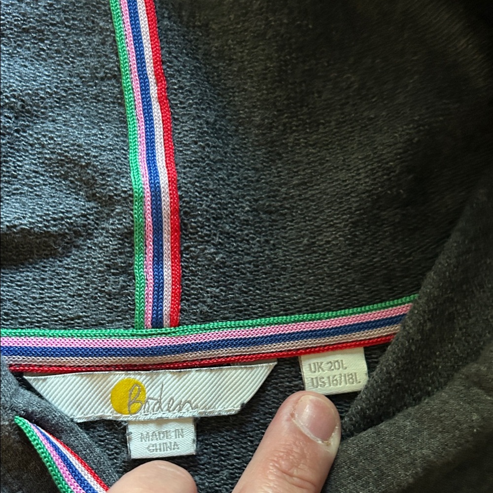 Boden Gray Garment with Multicolor Trim